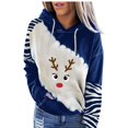 thumbnail image 1 of Fesfesfes Women Hooded Hoodie Printing Loose Color Matching Casual Christmas Long Sleeve Tops Clothes Sale, 1 of 4