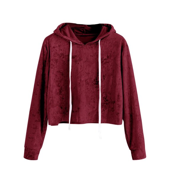 Fesfesfes Women Hooded Long Sleeve Hoodie Sweatshirt Jumper Hooded Pullover Tops Velvet Blouse Clearance Under $10