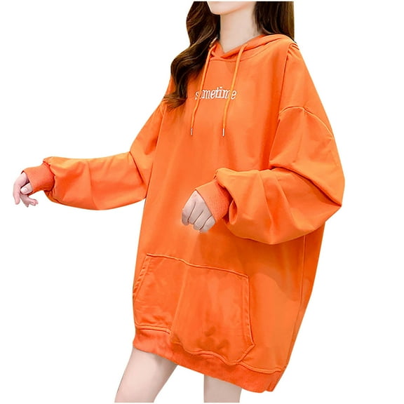 Fesfesfes Women Hooded Long Sleeve Ladies Letter Hooded Ladies Sweatshirt Tops Blouse