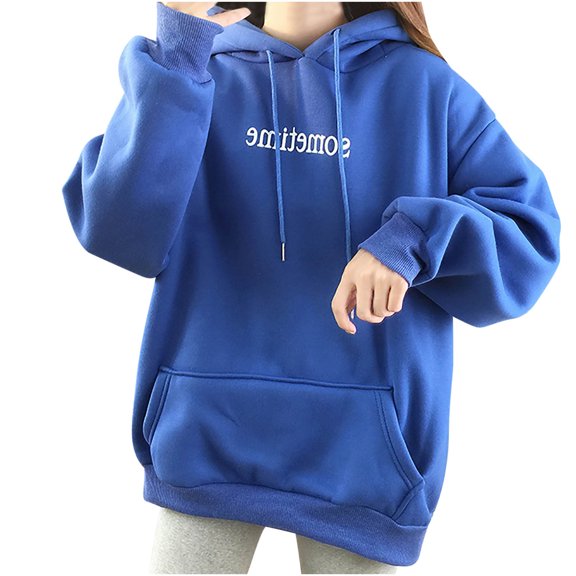 Fesfesfes Women Hooded Long Sleeve Ladies Letter Hooded Ladies Sweatshirt Tops Blouse