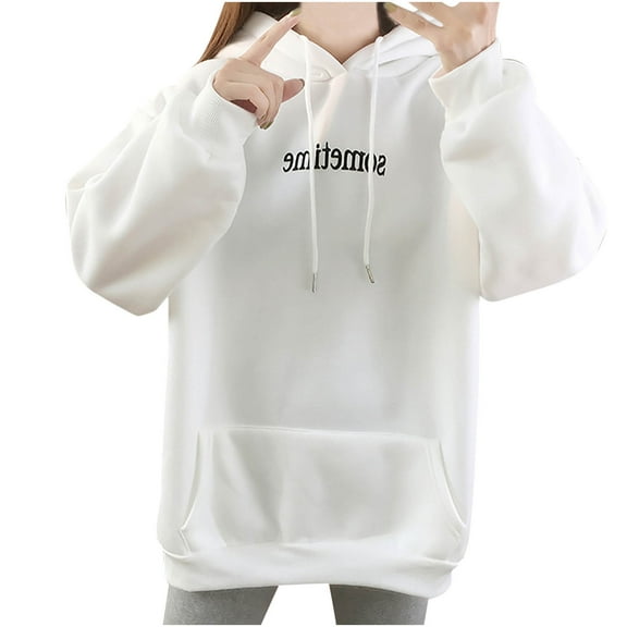 Fesfesfes Women Hooded Long Sleeve Ladies Letter Hooded Ladies Sweatshirt Tops Blouse
