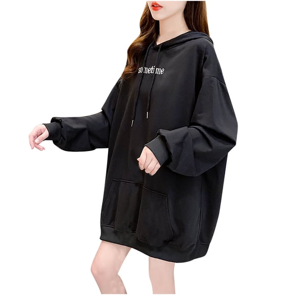 Fesfesfes Women Hooded Long Sleeve Ladies Letter Hooded Ladies Sweatshirt Tops Blouse Clothes Sale