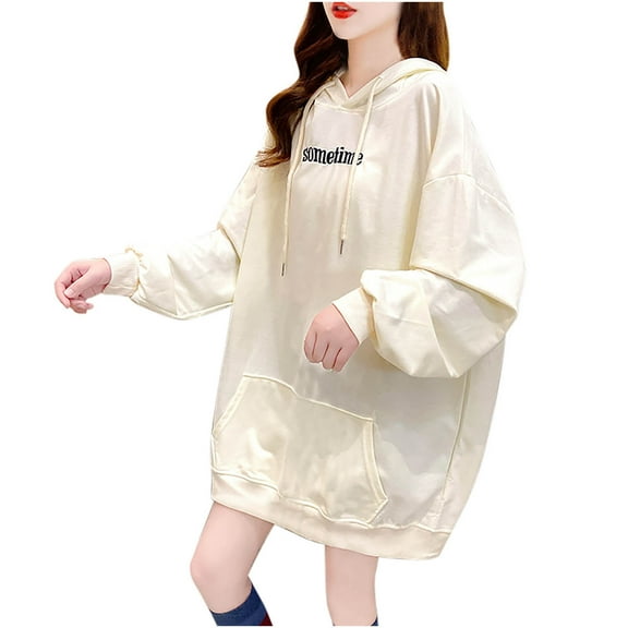 Fesfesfes Women Hooded Long Sleeve Ladies Letter Hooded Ladies Sweatshirt Tops Blouse Plus Size $10