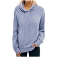 thumbnail image 1 of Fesfesfes Women Hooded Loose Solid Color Long Sleeve Hooded Cute Plus Fleece Jacket or, 1 of 3