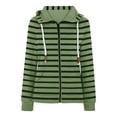 thumbnail image 1 of Fesfesfes Women Hooded Sexy Pocket Strip Crop Workout Long Sleeve Turtleneck Hooded Casual Blouse Coat Tops Tops on, 1 of 5