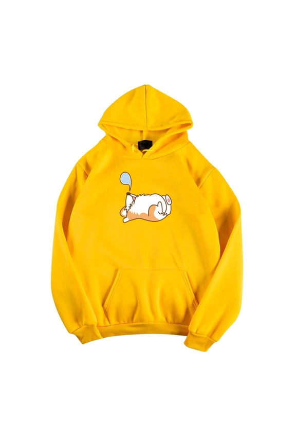 Women Hooded Solid Color Cute Dog Sleeping Sweatshirt Long Sleeve Hoodie Pullover Top Clothes Sale