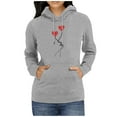 thumbnail image 1 of Fesfesfes Women Hooded Solid Color Printing Drawstring Hood Long Sleeves Sweater Tops Tops on, 1 of 5