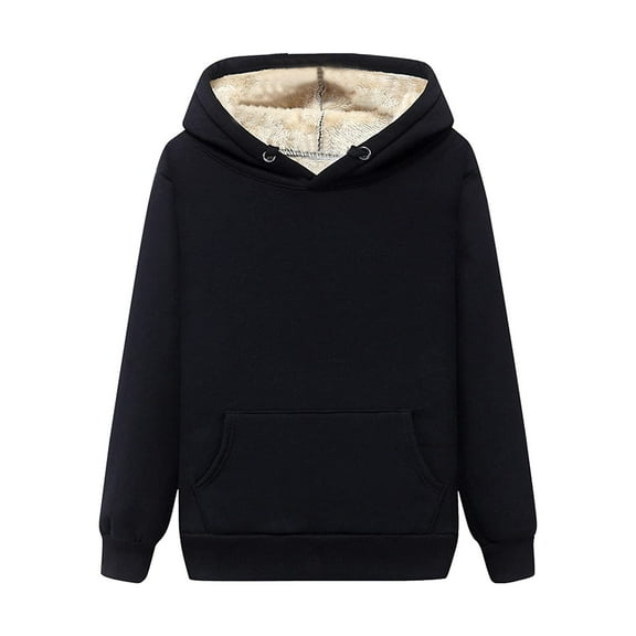 Fesfesfes Women Hooded Solid Hooded Loose Long Sleeve Tops Casual Sweatshirt