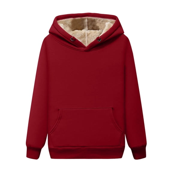 Fesfesfes Women Hooded Solid Hooded Loose Long Sleeve Tops Casual Sweatshirt