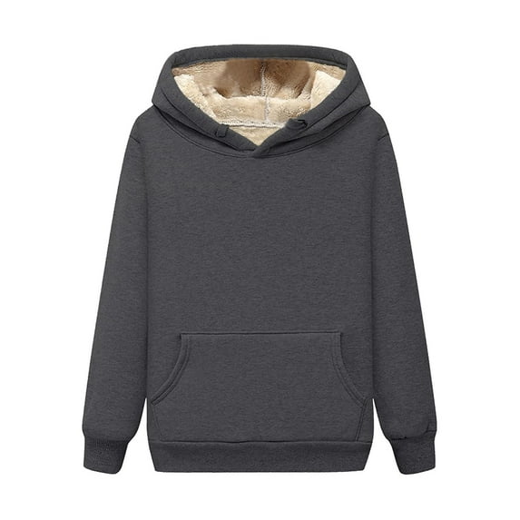 Fesfesfes Women Hooded Solid Hooded Loose Long Sleeve Tops Casual Sweatshirt Plus Size $10