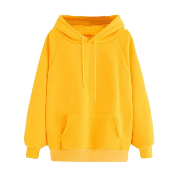 Fesfesfes Women Hooded Solid Hoodie Sweatshirt Pullover Tops Long Sleeved Tops Bluse or
