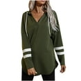 thumbnail image 1 of Fesfesfes Women Hooded Stitching Loose Long Sleeve Casual Hooded Sweater Blouse Plus Size Clearance $10, 1 of 9