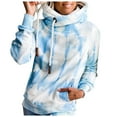 thumbnail image 1 of Fesfesfes Women Hooded Tie-Dyed Print Long Sleeve Pocket Loose Sweatshirt Hood Pullover Top Tops on, 1 of 9