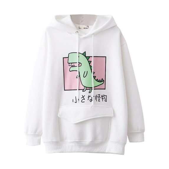 Fesfesfes Women Hooded Tops Casual Animal Cute Emo Dinosaur Shirt Hoodie Pocket Hoody Jumper Tops