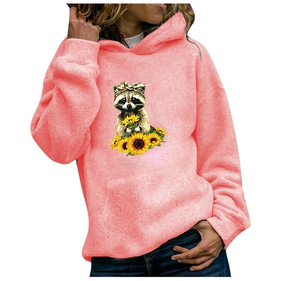 Fesfesfes Women Hooded casual hoodie pullover Women Hooded animal print sweatshirt long sleeve sweat