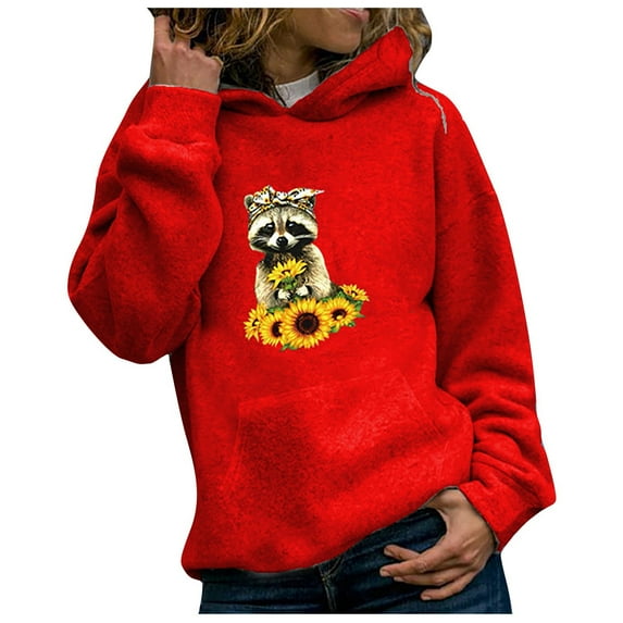 Fesfesfes Women Hooded casual hoodie pullover Women Hooded animal print sweatshirt long sleeve sweat Clothes Sale