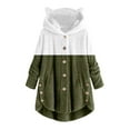 thumbnail image 1 of Fesfesfes Women Hoodie Plush Tops Button Hooded Outerwear Loose Color Matching Cardigan Patchwork Coat On Sale, 1 of 5