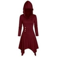 thumbnail image 1 of Fesfesfes Women Lace Up Hooded Tunic Tops Vintage Pullover Dress Top Plus Size Long Dress Cloak Clearance, 1 of 3