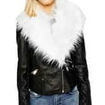 thumbnail image 1 of Fesfesfes Women Leather Jacket Plus Size Solid Color Long Sleeve Outerwear Fleece Neck Zipper Pockets Coat Jacket Under $10, 1 of 6