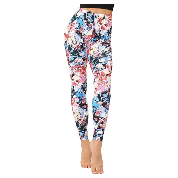 Fesfesfes Women Leggings Classic Retro Color Floral Graffiti Print Leggings Sale Items