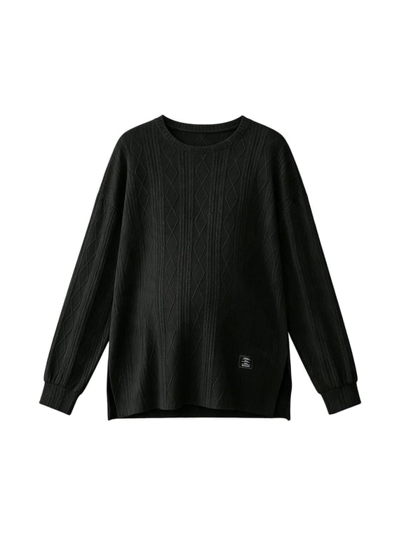 Women Maternity Loose Fit Top Long Sleeve Side Slit Hem Solid Color Pregnancy Blouse for Autumn Winter Daily Wear S-XXL