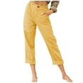 thumbnail image 1 of Fesfesfes Women Pant Casual Solid Color Pockets Buttons Elastic Waist Comfortable Straight Pants Under $10, 1 of 5