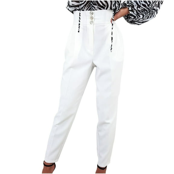 Fesfesfes Women Pant Casual Solid Pants Comfortable Elastic Pocket Casual Suit Pants