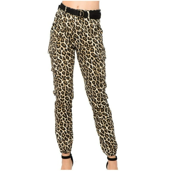 Fesfesfes Women Pant High Waist Slim Fit Jogger Cargo Camouflage Pants for With Matching Belt Under $10