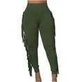 thumbnail image 1 of Fesfesfes Women Pant Sexy Tight Solid Color Tassel Bandage Trousers Clearance Under $10, 1 of 9