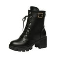 thumbnail image 1 of Fesfesfes Women Platform Shoes Women Mid Heel Casual Platform Female Fashion Heel Belt Buckle Lace-up Shoes 6(37), 1 of 6