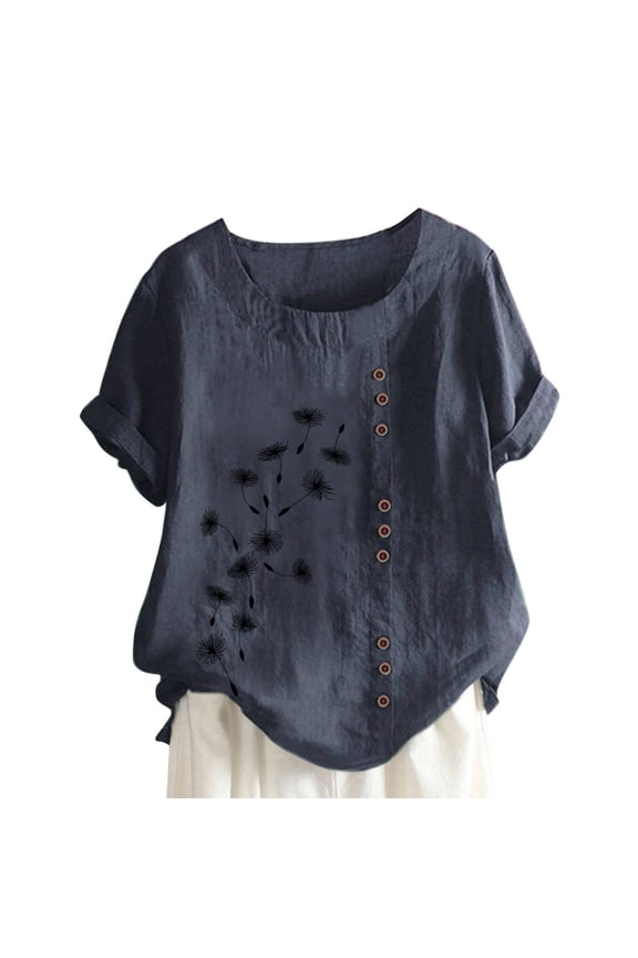 Women Plus Size Activewear for Women's Summer Casual Round Neck Short Sleeve Printing Loose Shirt Tops Tees for Women 3XL(US:14)