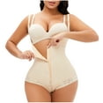 thumbnail image 1 of Fesfesfes Women Plus Size Bodysuit Lace Splicing Body Shaper Zipper Tummy Control Shapewear Underwear Sling Corset Bodysuit Shapewear, 1 of 9