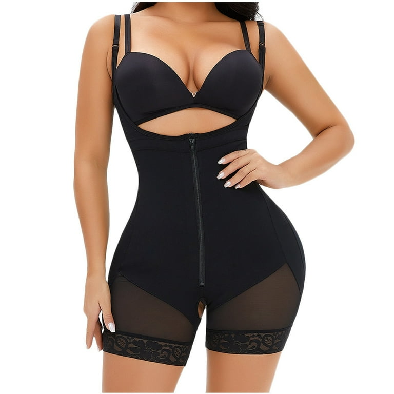 Fesfesfes Women Plus Size Bodysuit Shapewear Lace Splicing Shorts