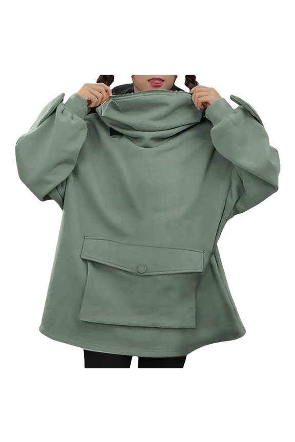 Women Plus Size Hooded Tops Creative Frog Hoodie Tops with Pocket Cute Design Pullover Sweatershirt