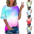 thumbnail image 1 of Fesfesfes Women Plus Size Short Sleeve Women's Fashion Printed T-shirt Short Sleeves Blouse Round Neck Casual Tops Ladies T Shirts 4XL(US:16), 1 of 6