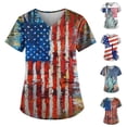 thumbnail image 1 of Fesfesfes Women Plus Size T Shirts Independence Day Women's V-Neck Casual Short Sleeve Printed Pockets Ladies Tops Blouse Uniform T Shirts for Women 5XL(US:18), 1 of 4