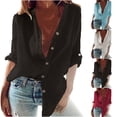 thumbnail image 1 of Fesfesfes Women Plus Size T Shirts Women's Summer Casual Stand Collar Neck Long Sleeved Color Loose Shirt Tops Womens Graphic T Shirts 12(XXL), 1 of 7