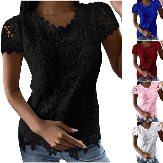 Fesfesfes Women Plus Size Tops Fashion Women's Casual Fit Round Neck Printed Short Sleeve Top In Spring And Summer Ladies T Shirts Short Sleeve XS(US:2)