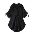 thumbnail image 1 of Fesfesfes Women Plus Size Tops Short Sleeve Shirt Loose Solid Color Tops Waist Slimming Chiffon Tops M(US:6), 1 of 7