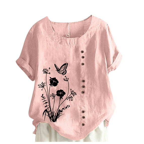 Fesfesfes Women Plus Size Tshirts for Women's Summer Casual Round Neck Short Sleeve Printing Loose Shirt Tops T Shirts for Women Graphic 14(XXXL)