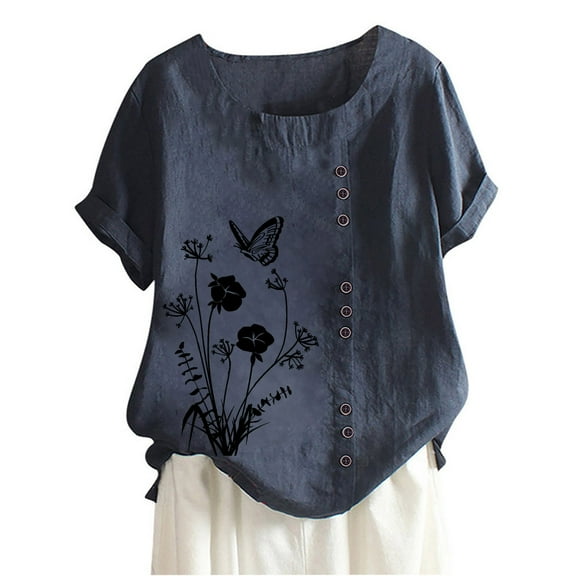Fesfesfes Women Plus Size Tshirts for Women's Summer Casual Round Neck Short Sleeve Printing Loose Shirt Tops T Shirts for Women Graphic 6(M)