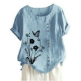 thumbnail image 1 of Fesfesfes Women Plus Size Tshirts for Women's Summer Casual Round Neck Short Sleeve Printing Loose Shirt Tops T Shirts for Women Graphic 8(L), 1 of 3