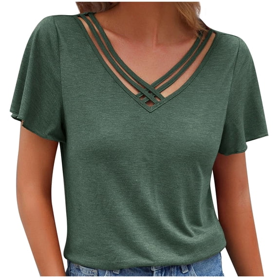 Fesfesfes Women Plus Size Tshirts for Women's Summer Fashion Solid Color Ruffle Sleeve Short Sleeve Top T-shirt Tops 5XL(US:18)