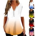 thumbnail image 1 of Fesfesfes Women Plus Size Womens Tops Womens Summer Tops V Neck T Shirts Printed Tops Button Loose Casual Tshirts Yoga Top XL(US:10), 1 of 6