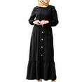 thumbnail image 1 of Fesfesfes Women Robe Loose Long Sleeve Dress Solid Ankle-length Dress Long Dress, 1 of 8