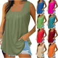 thumbnail image 1 of Fesfesfes Women Shirt Women's Fashion Solid Color Square Neck Comfortable Loose T-shirt Sleeveless Blouse Casual Tops Short Sleeve T Shirts for Women L(US:8), 1 of 7