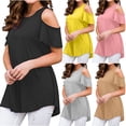 thumbnail image 1 of Fesfesfes Women Shirts Spring Women's Short Sleeve Casual Summer Off Shoulder Tops Loose Blouse T-Shirt Tees for Women 12(XXL), 1 of 6