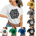 thumbnail image 1 of Fesfesfes Women Shirts Women's Casual Letter Print Pullover Short Sleeve T-Shirt Tops Shirt Womens Tanks XL(US:10), 1 of 6