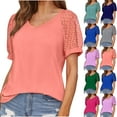 thumbnail image 1 of Fesfesfes Women Shirts Womens Summer Tops V Neck T Shirts Puff Sleeve Tops Loose Casual Tshirts Short Sleeve Shirts for Women 2XL(US:12), 1 of 7