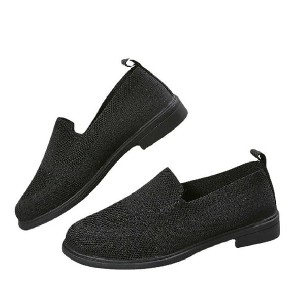 Fesfesfes Women Shoes Round Toe New Mesh Breathable Casual Low Heel Flying Woven Shoes 41(8.5)